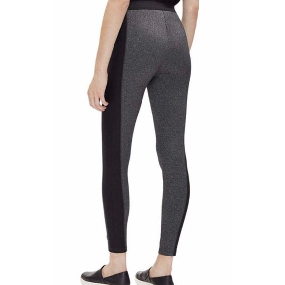 Eileen Fisher Recycled Polyester Herringbone Stretch Leggings Side Stripe XS - Picture 3 of 10